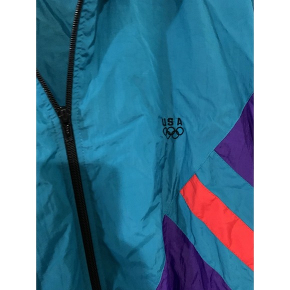 Vintage 90s USA Olympics Unisex L JCPenny ColorBlock Windbreaker Jacket Large - Picture 3 of 6